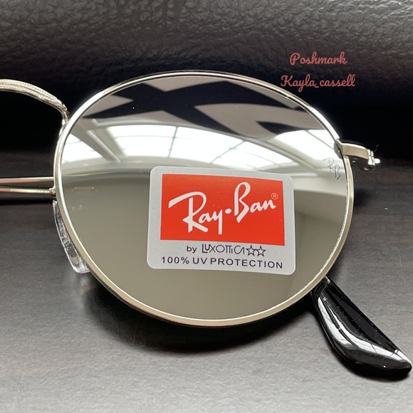 RayBan Round Metal Silver Flash Lenses RB3447 Silver Frame New - Picture 5 of 17